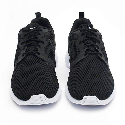 Черные низкие кроссовки Nike с белой подошвой (дышащая сетка)