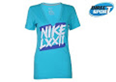 Удлиненная синяя футболка Nike с надписью