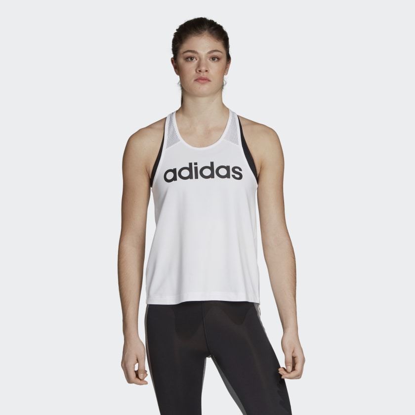Белая майка для бега Adidas D2m Logo Tank хлопок