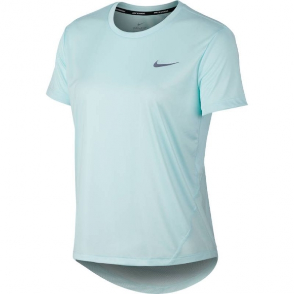 Голубая свободная футболка Nike W NK MILER TOP SS
