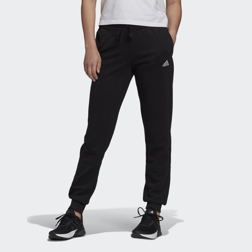 Черные брюки Adidas Essentials с резинкой внизу для прогулок