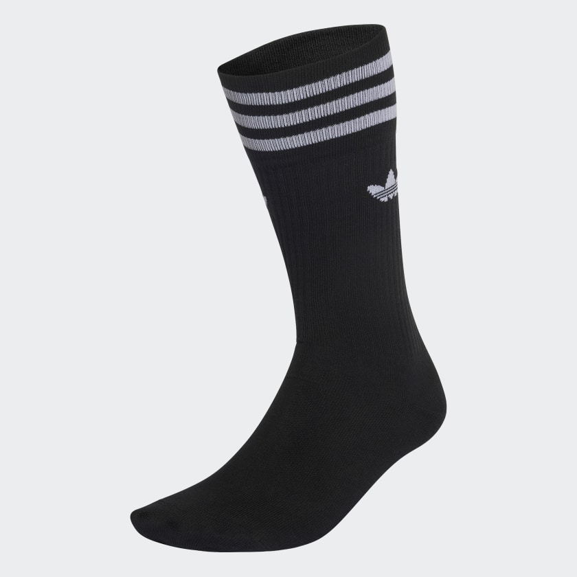 Удлиненные носки 3 пары Adidas Solid Crew Sock черные