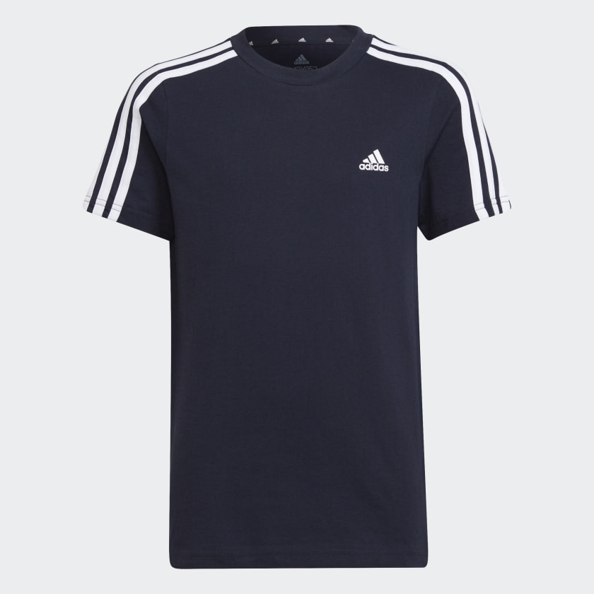 Черная хлопковая футболка Adidas Essentials 3-Stripes T-Shirt