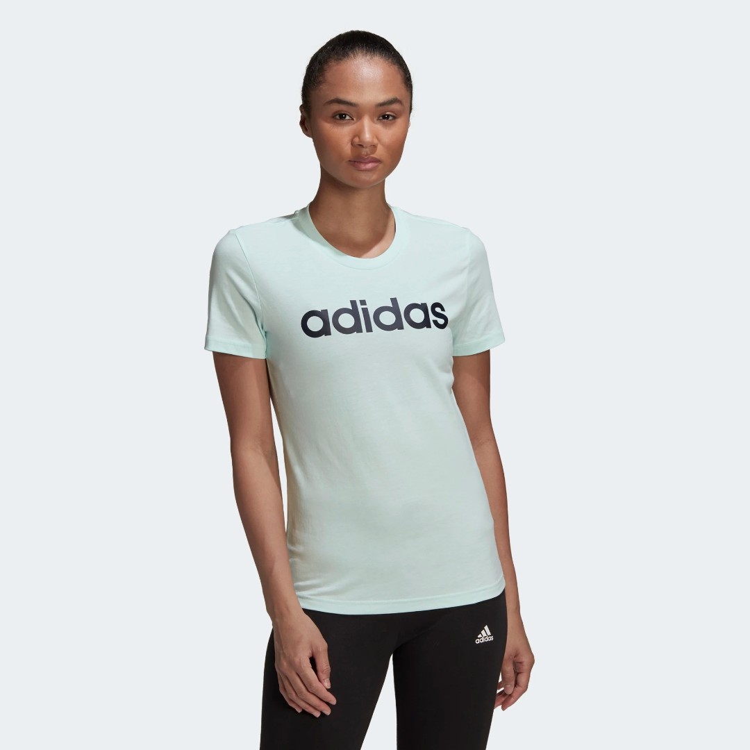 Хлопковая облегающая футболка Adidas Lin T-Shirt с логотипом