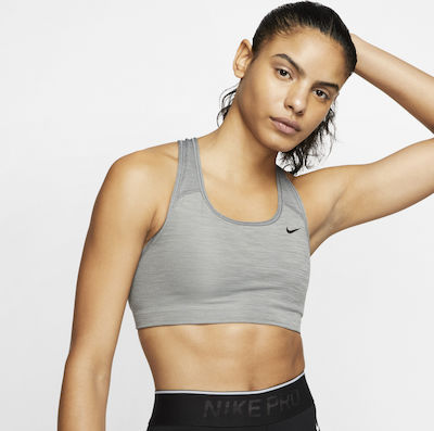 Топ серый поддерживающий Nike Dri-FIT Swoosh для беги и фитнеса